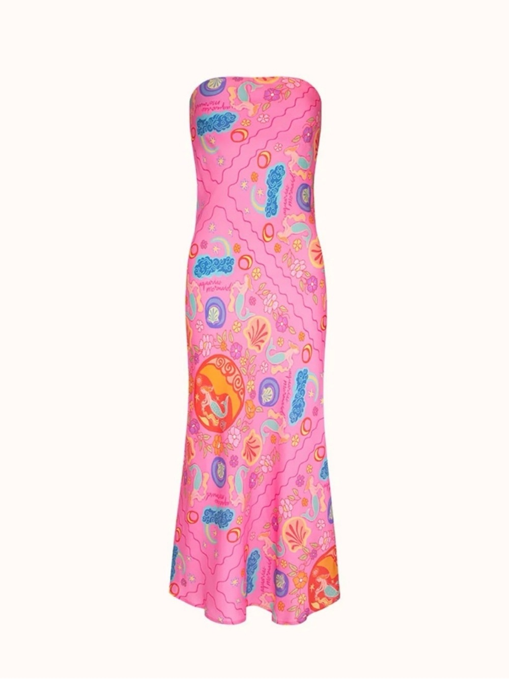 NWOT Spell Strapless Pink Aquarius mermaid Midi Dress - Picture 4 of 7